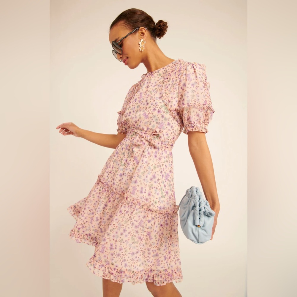 Rachel Parcell Chiffon Ruffle Sleeve Floral Dress size 2/XS